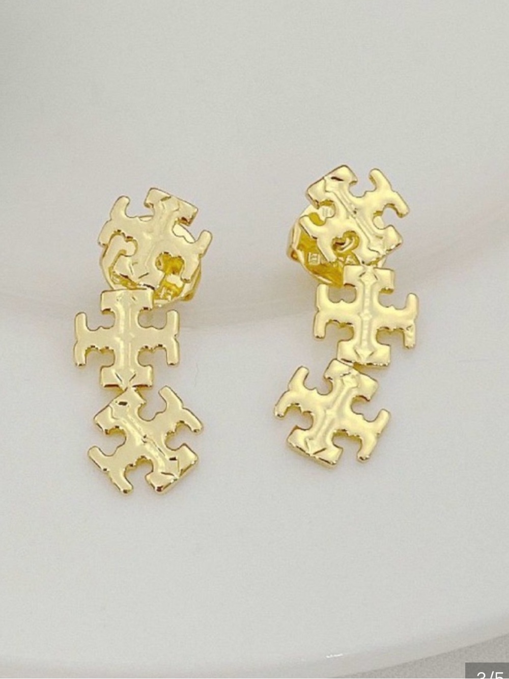 Tory Burch Gold Triple Drop Logo T Earrings $129